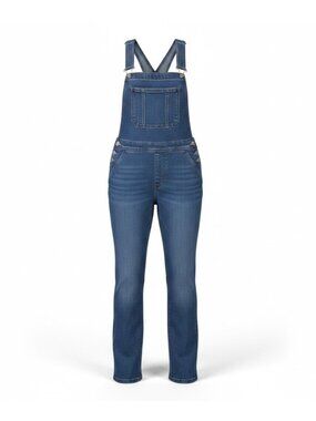 Edikted Womens Blue Denim Straight-Leg Overalls With Adjustable Straps Size M